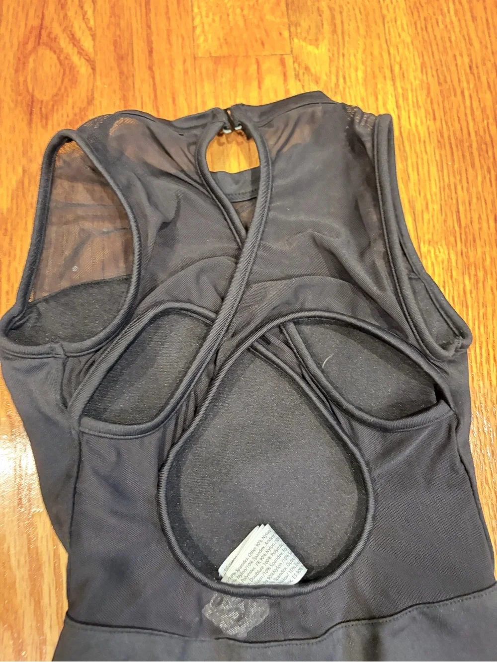 Mirella Black Sleeveless Leotard with Mesh Yoke